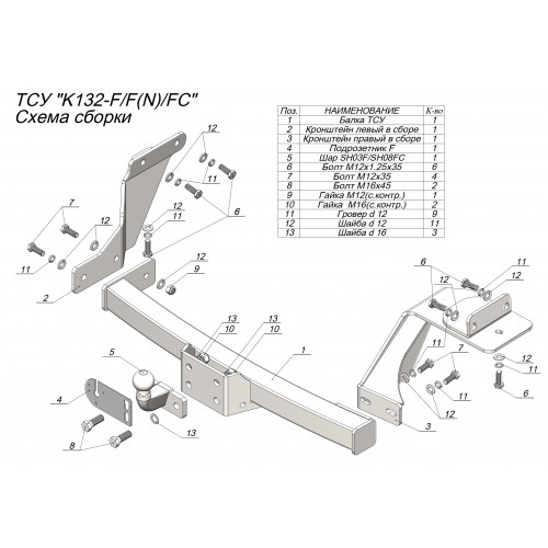 Фаркоп Лидер Плюс на KIA Sorento 2020-  Арт. K132-F
